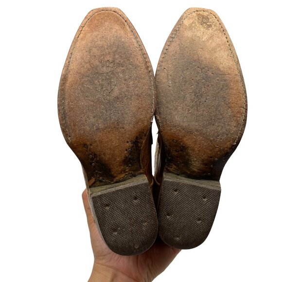 Jar Boot's Made in Mexico Tan Leather Cut-Out/Embroidery Snip Toe boots Girl 1 - Picture 7 of 14